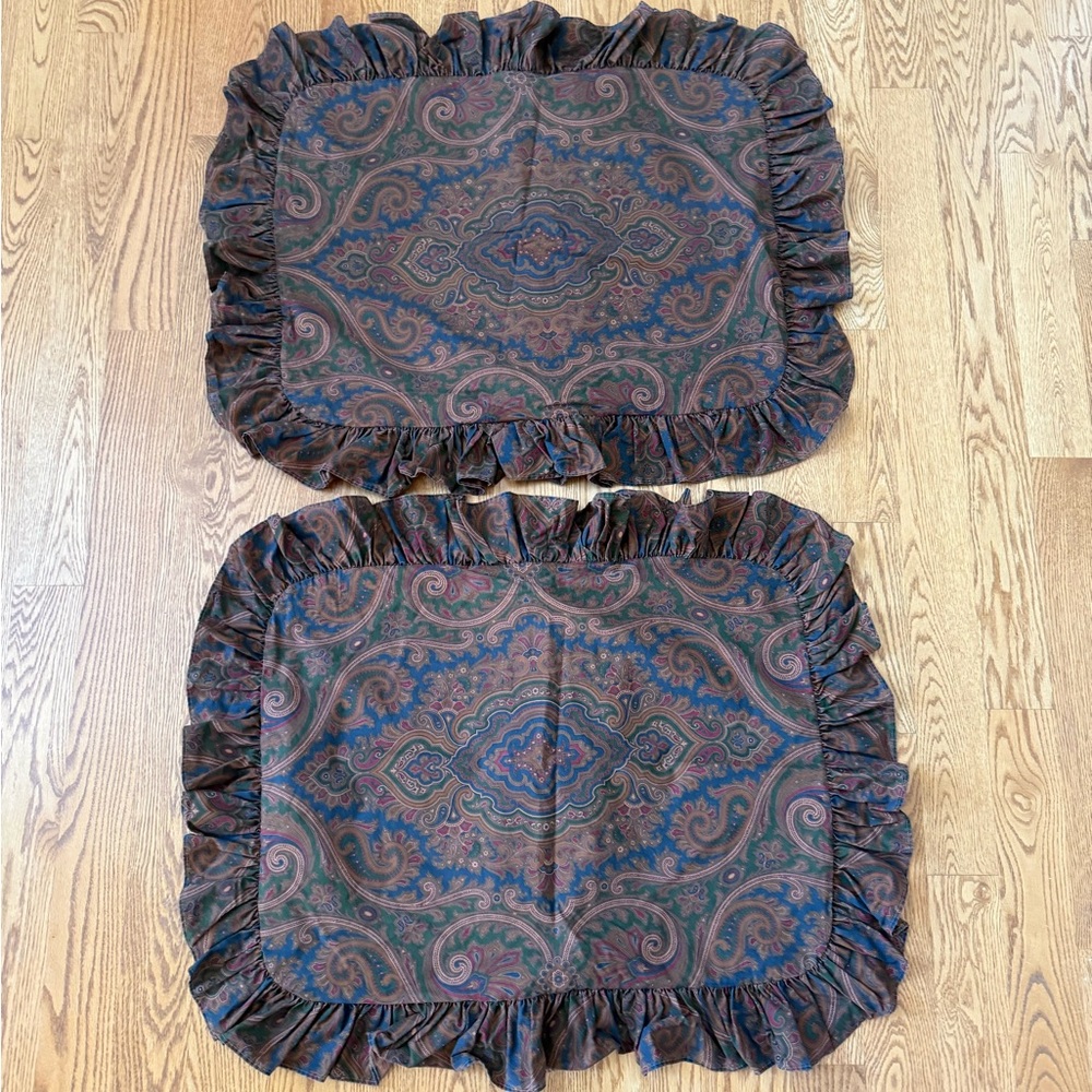 Ralph Lauren Ruffled Pillow Cases - Brown
